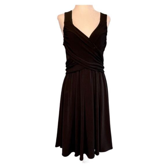 Moda International Lace Back Faux Wrap Mini Dress Black Sleeveless V-Neck M - Picture 2 of 8